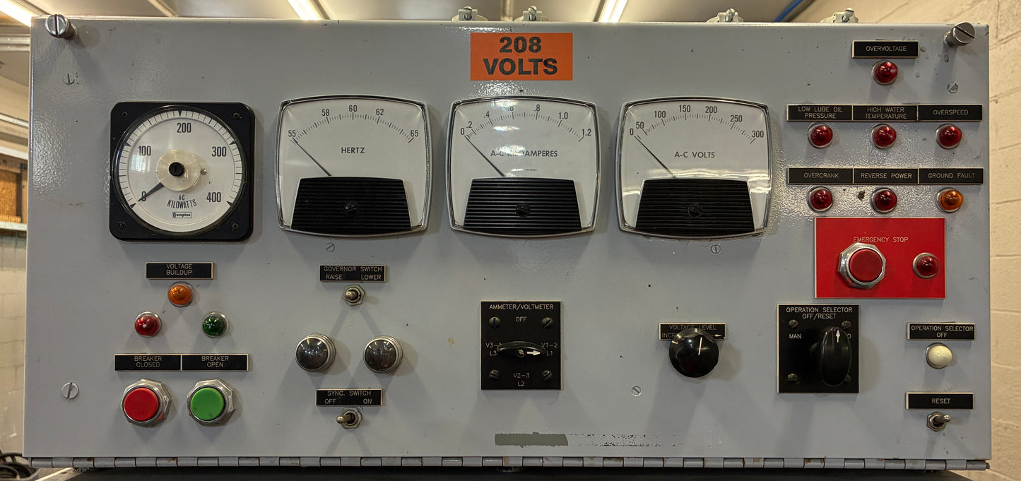300KW Kato/CAT 3406 Diesel Generator, 827 Hours, 1 or 3 Phase