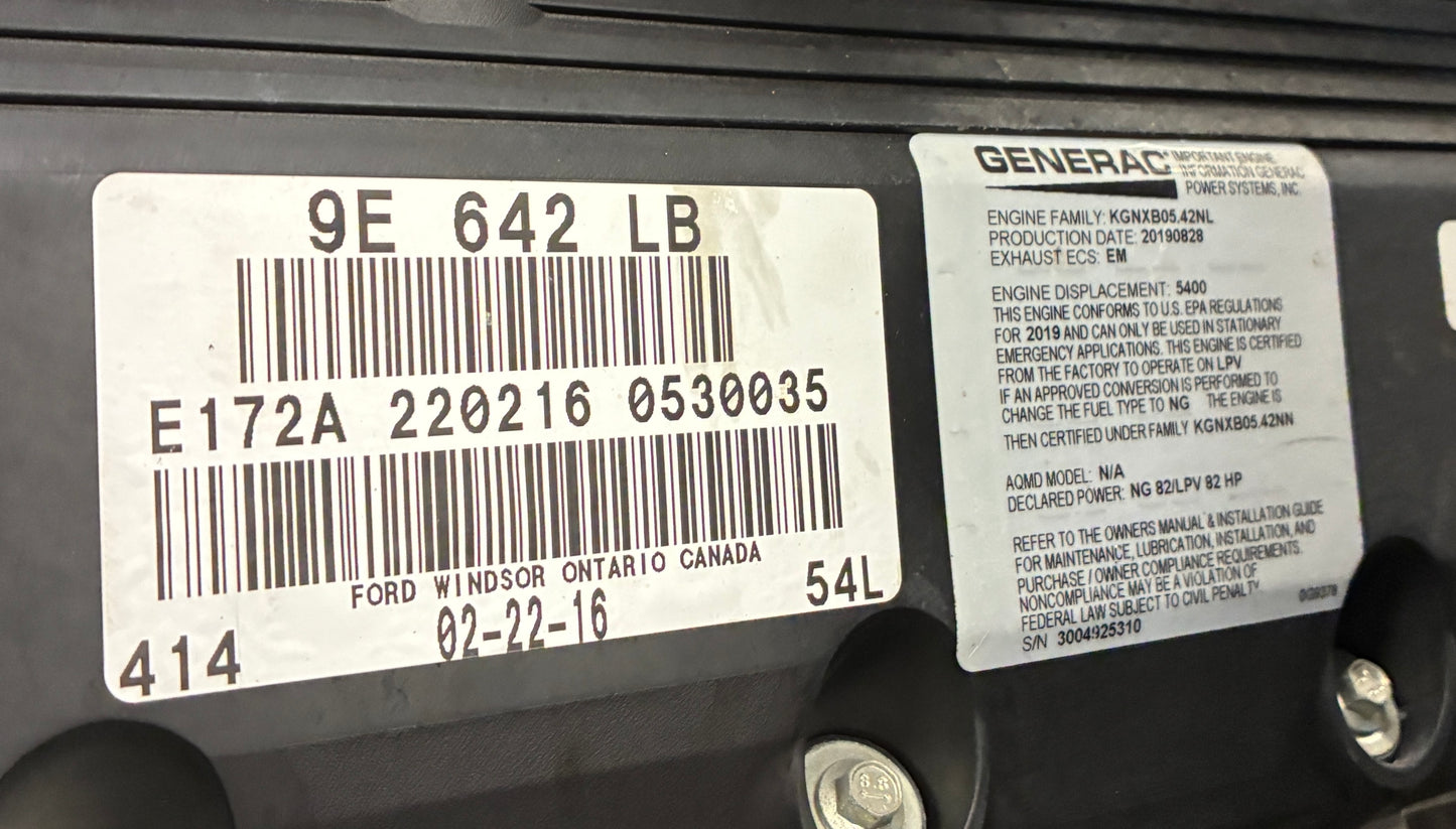 35KW Generac Standby Generator, NG/LPG, 110 hours, 120/240v