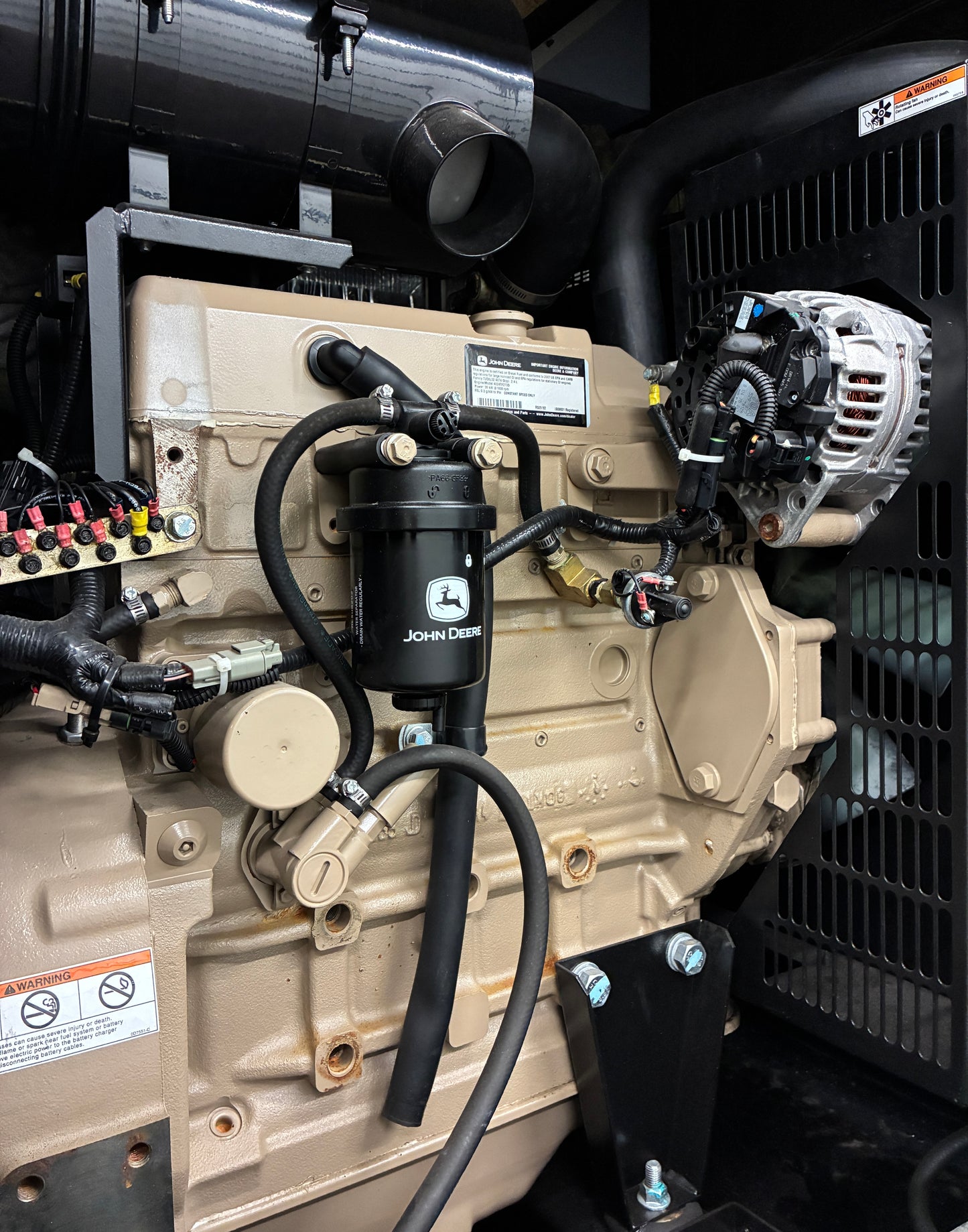 30KW Generac John Deere Diesel Standby Generator, 398hours, 120/240v 1P