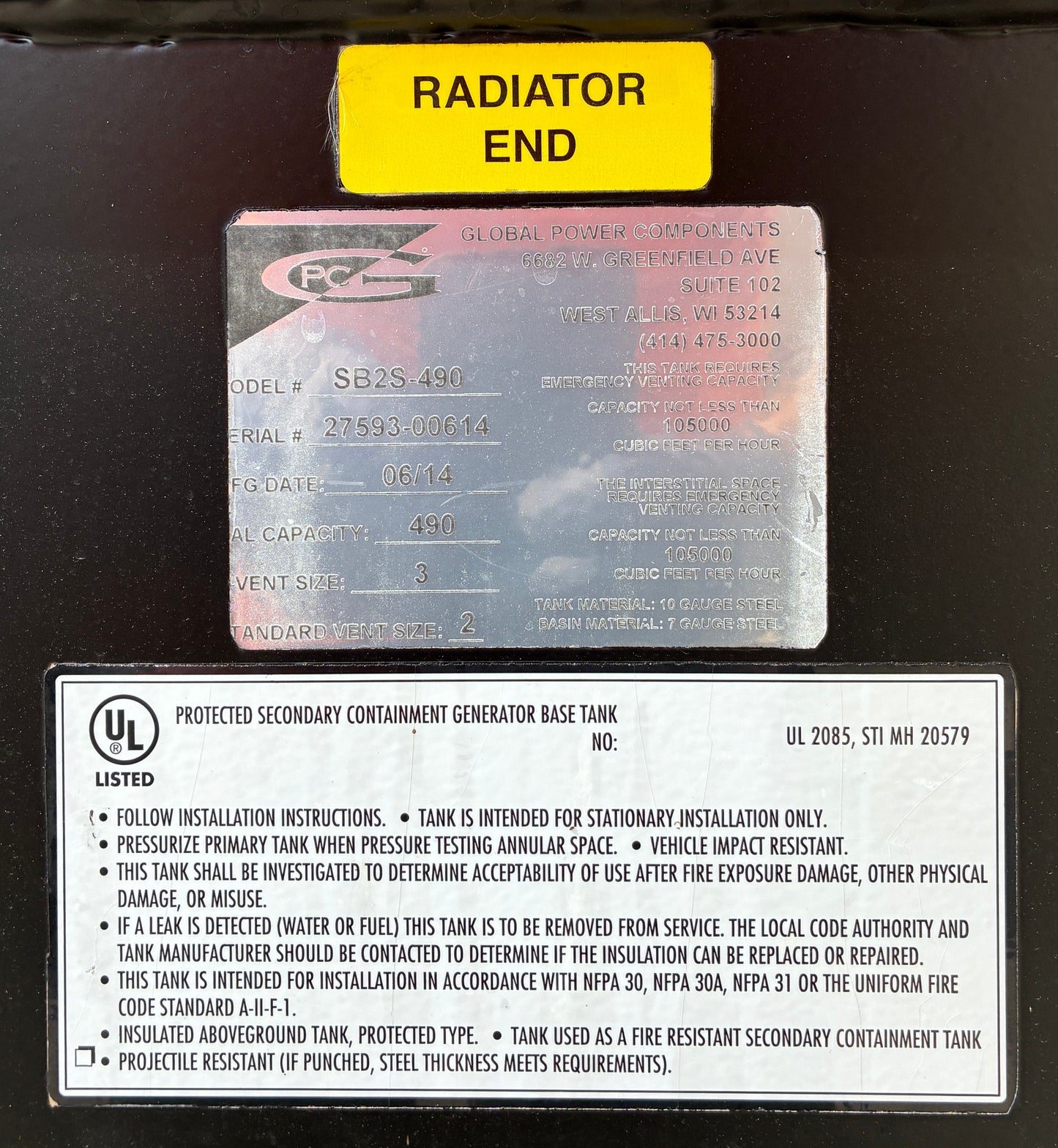 Generac 250kw Diesel Standby Generator, 352 hours, 1 or 3 Phase, w/tank