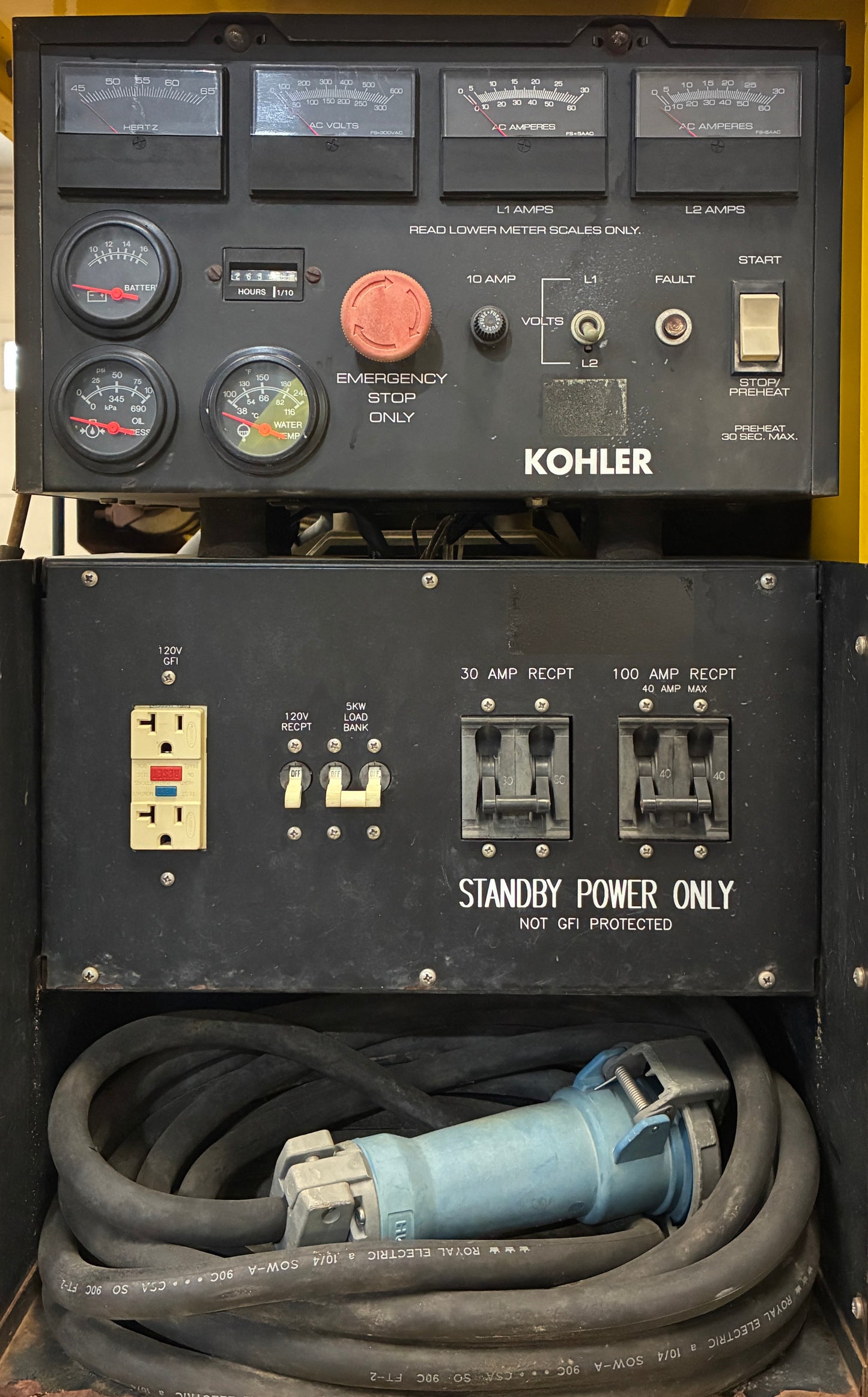10KW Kohler Portable Diesel Generator, Kubota Diesel V1305, 120/240v 1P