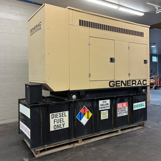 50KW Generac John Deere Diesel Standby Generator, 450hours, 120/240v 1P