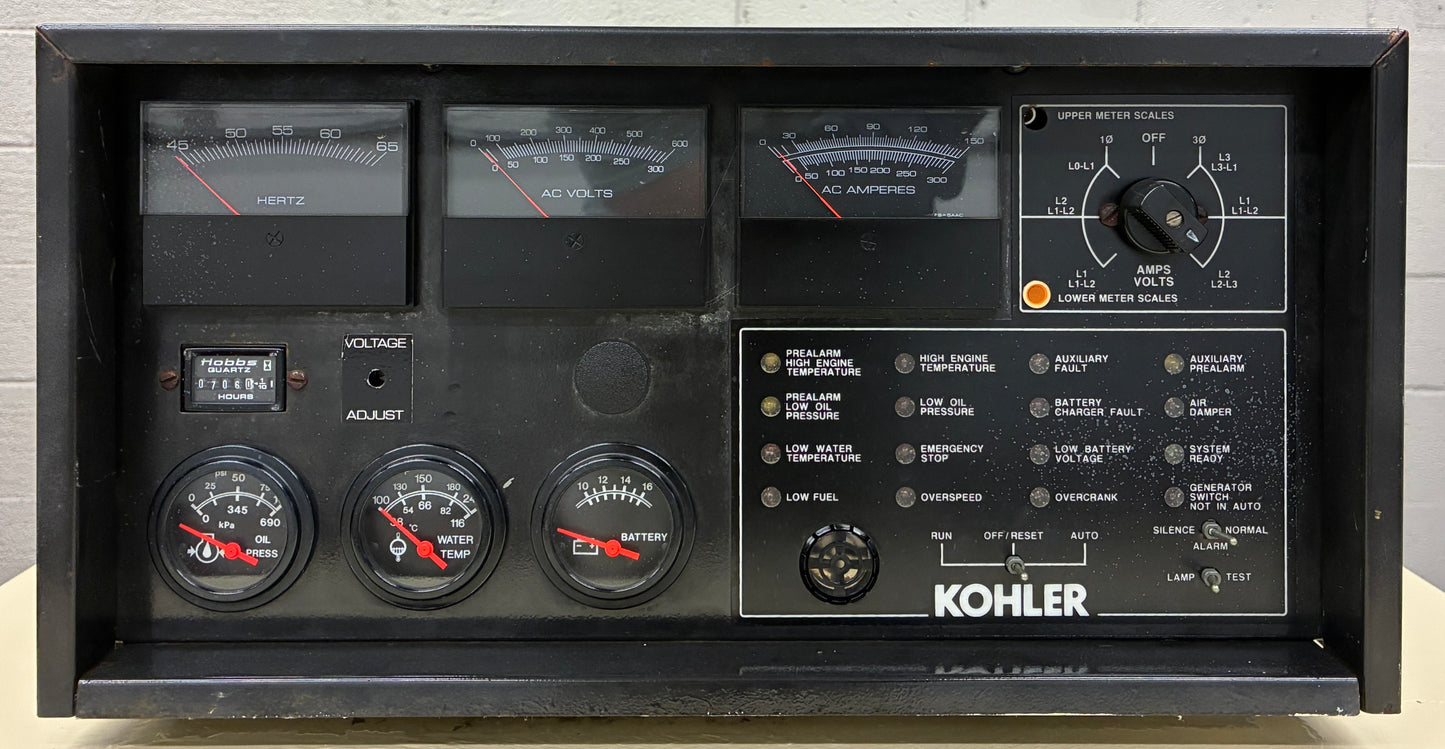 55KW Kohler Standby Generator, Natural Gas/LPG, 707 hrs, 1 or 3 Phase