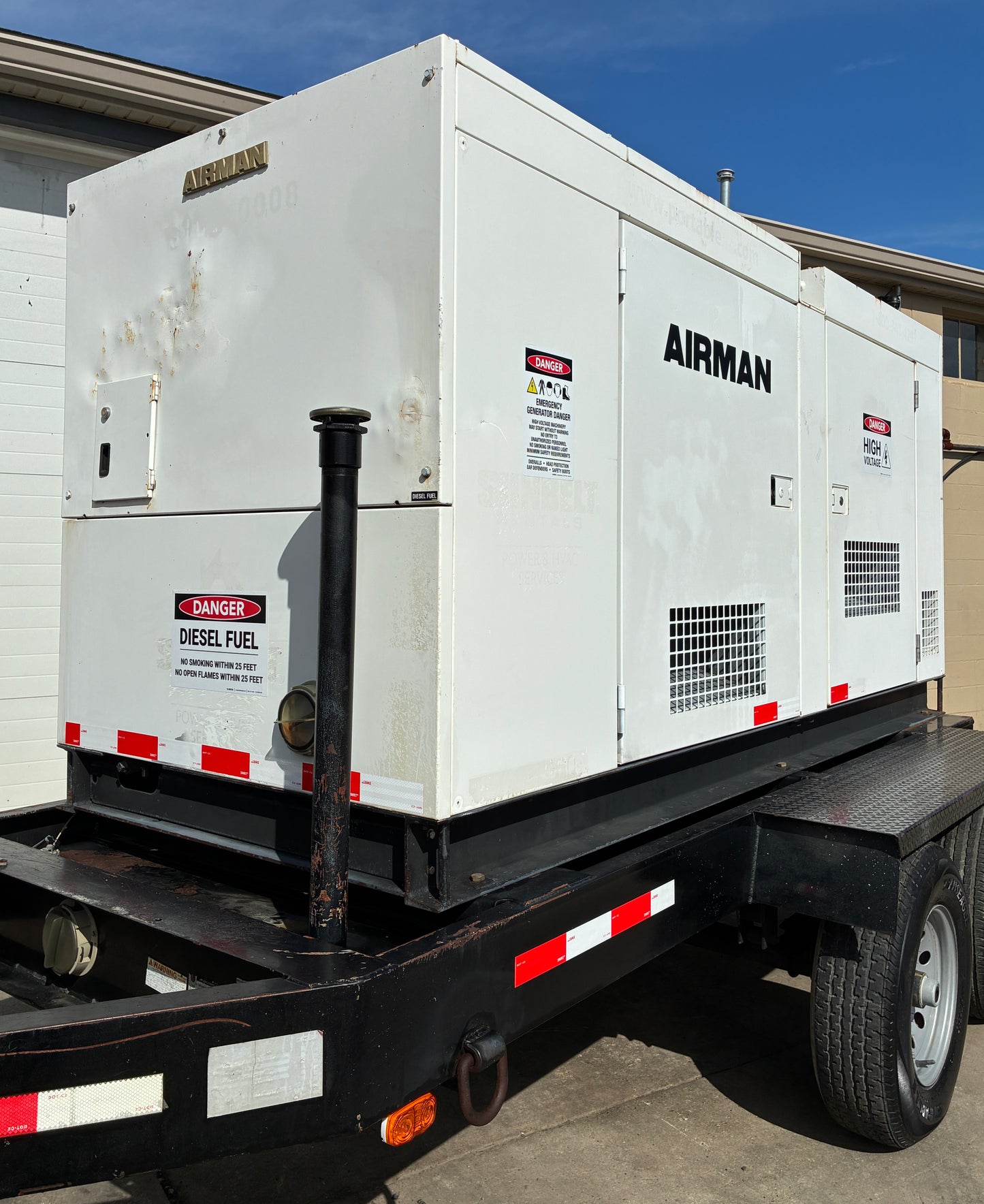 100KW Airman Portable Volvo Diesel Generator, 1 or 3 Phase, w/tank