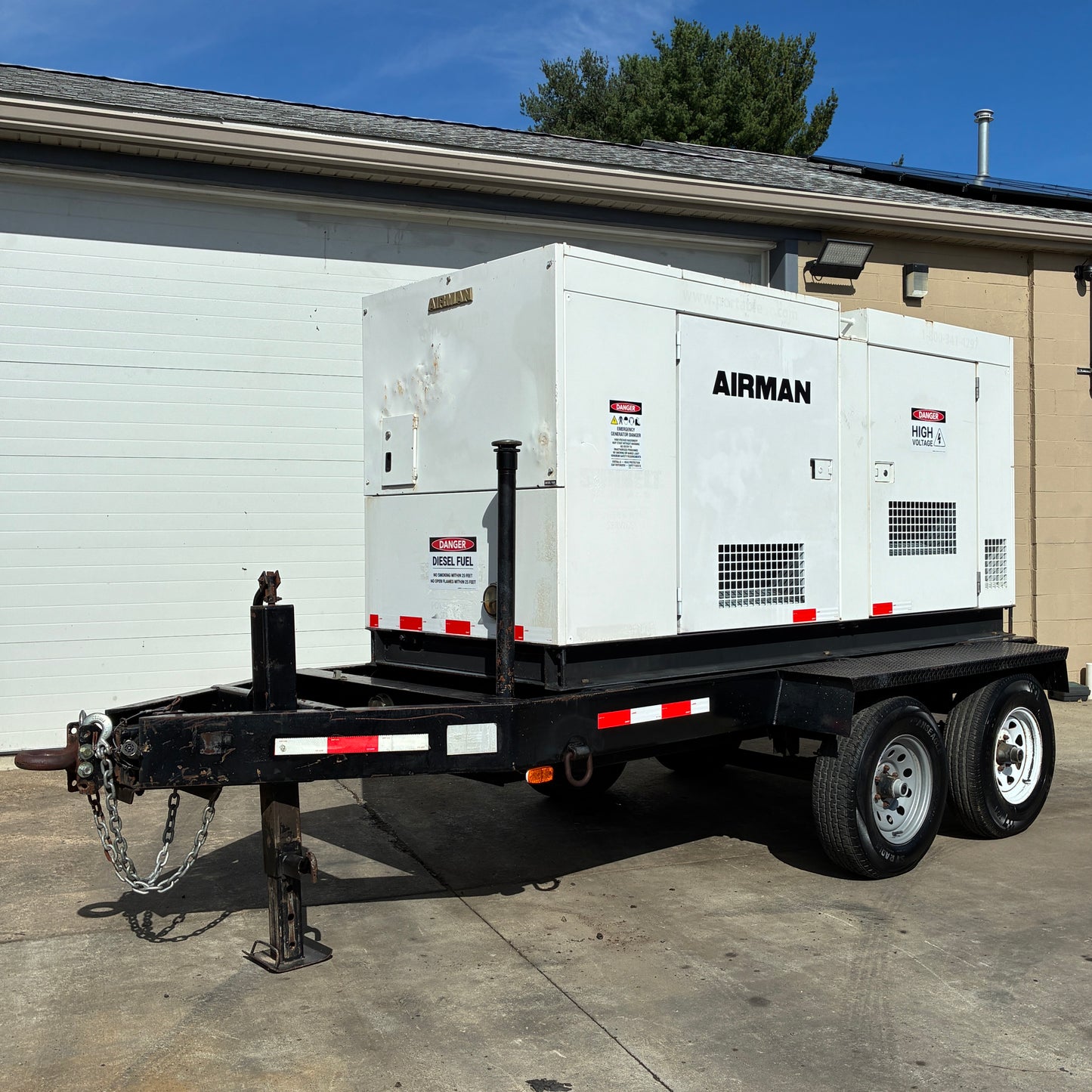 100KW Airman Portable Volvo Diesel Generator, 1 or 3 Phase, w/tank
