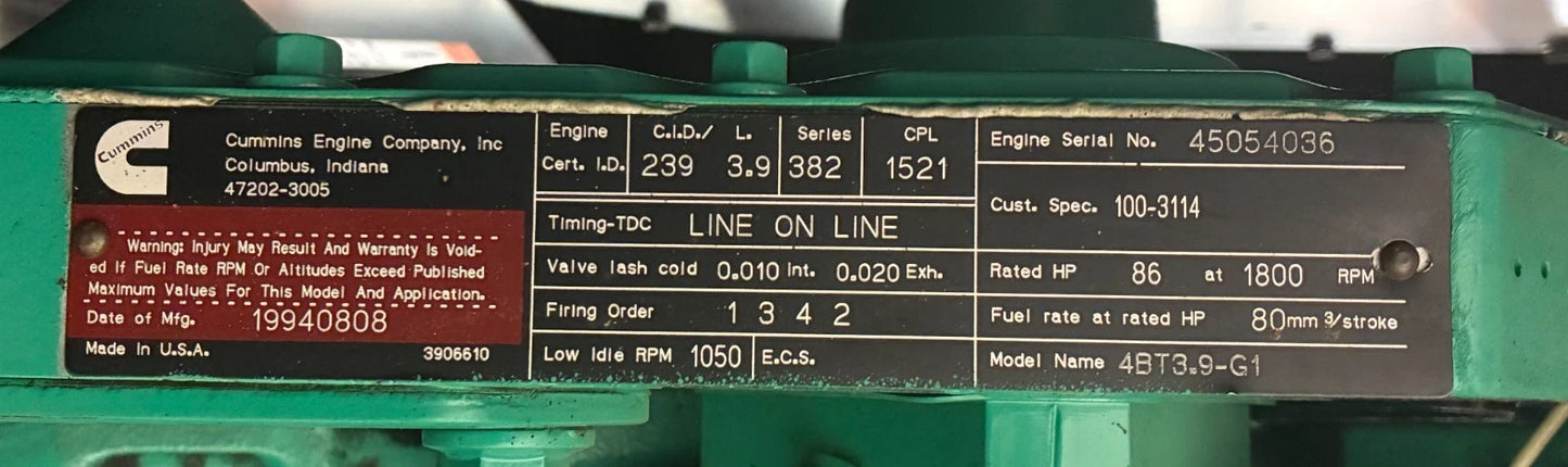50KW Onan/Cummins Standby Diesel Generator, 381 hours, 1 or 3 Phase