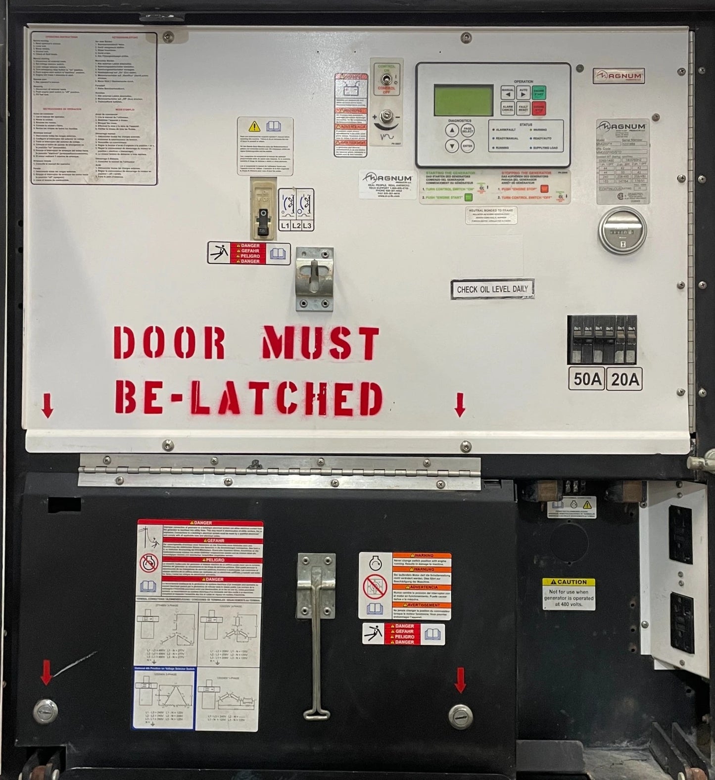 50KW Magnum Rental Grade JD Diesel Generator, 4,972hrs, 1 or 3 Phase