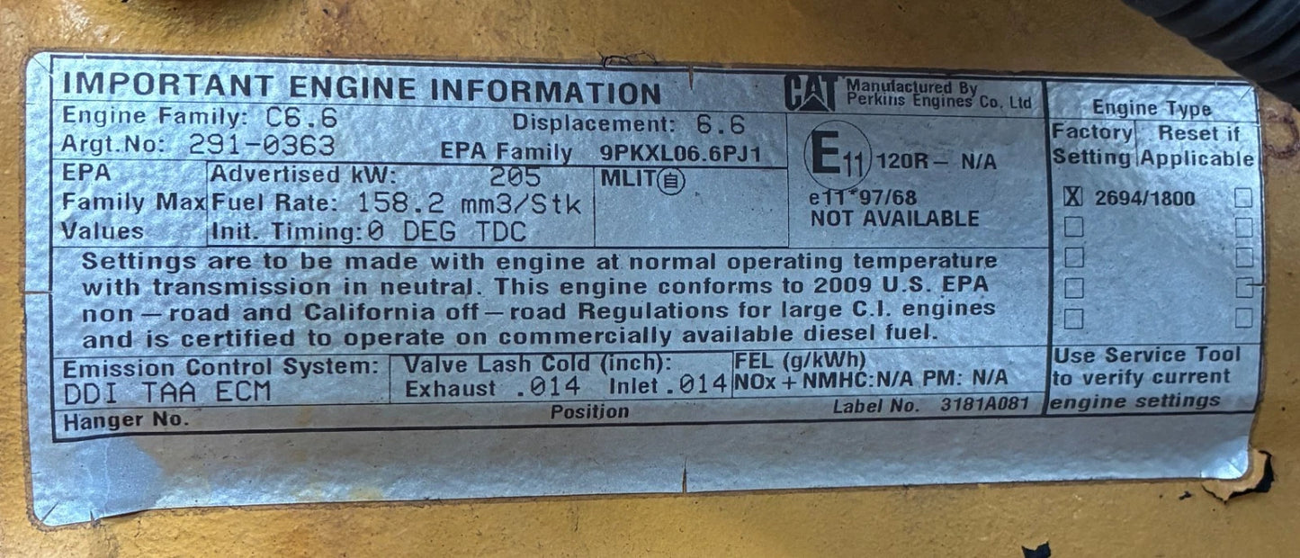 175KW Caterpillar (XQ175) Portable C6.6 Diesel Generator, 1 or 3 Phase