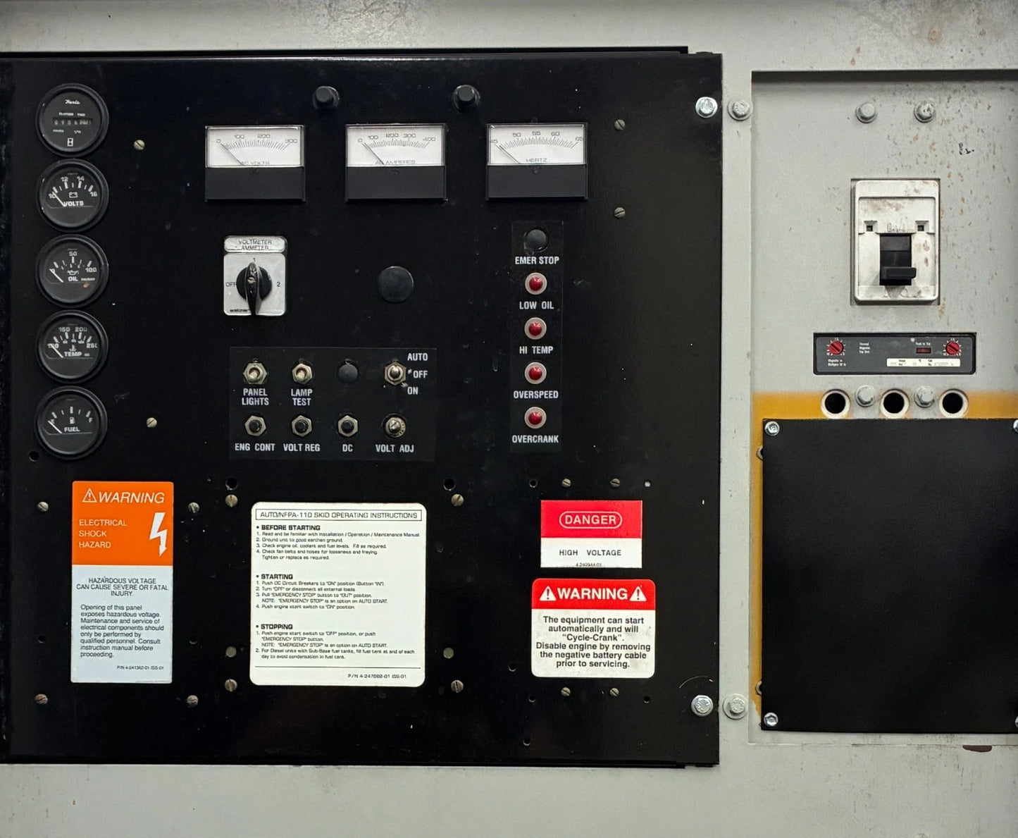 50KW MagneTek Perkins Diesel Standby Generator, 1 or 3 Phase, w/tank