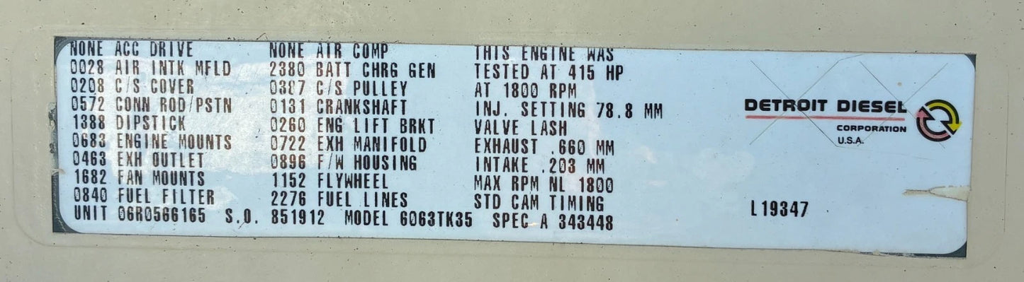 260KW Kohler Standby Detroit Diesel Generator, 1 or 3 Phase, w/ tank